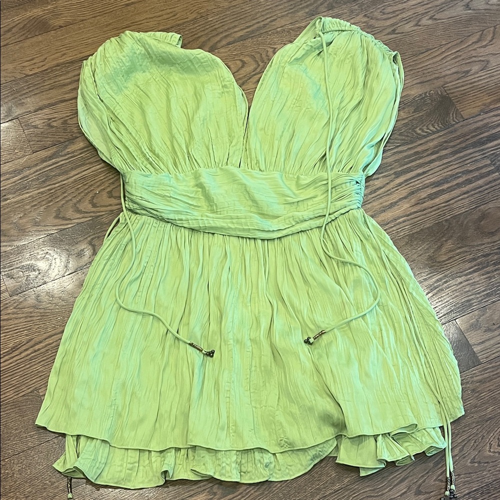 Free People L Green Strapless Mini Dress - Picture 2 of 3